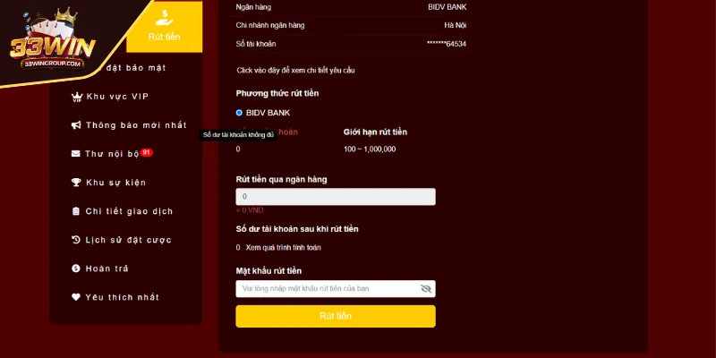 Rút tiền qua Internet Banking