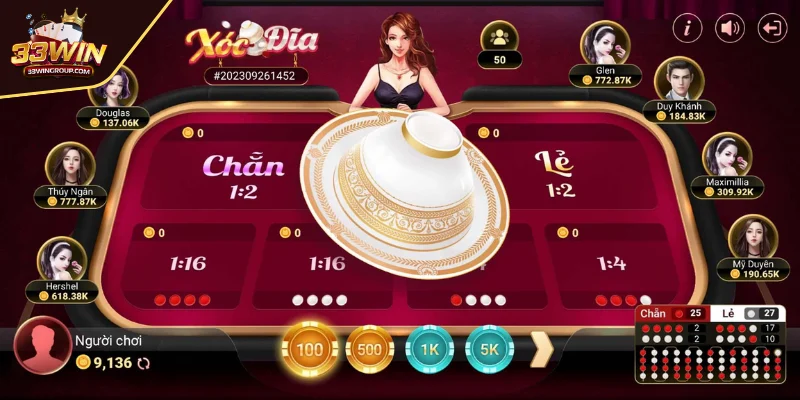 Tỷ lệ thưởng xóc đĩa 33WIN